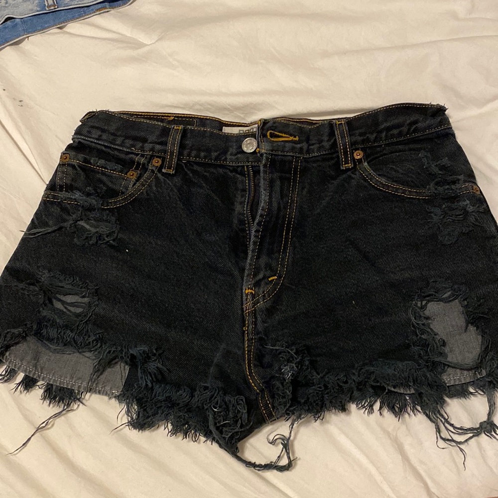 Black denim vintage Levi shorts